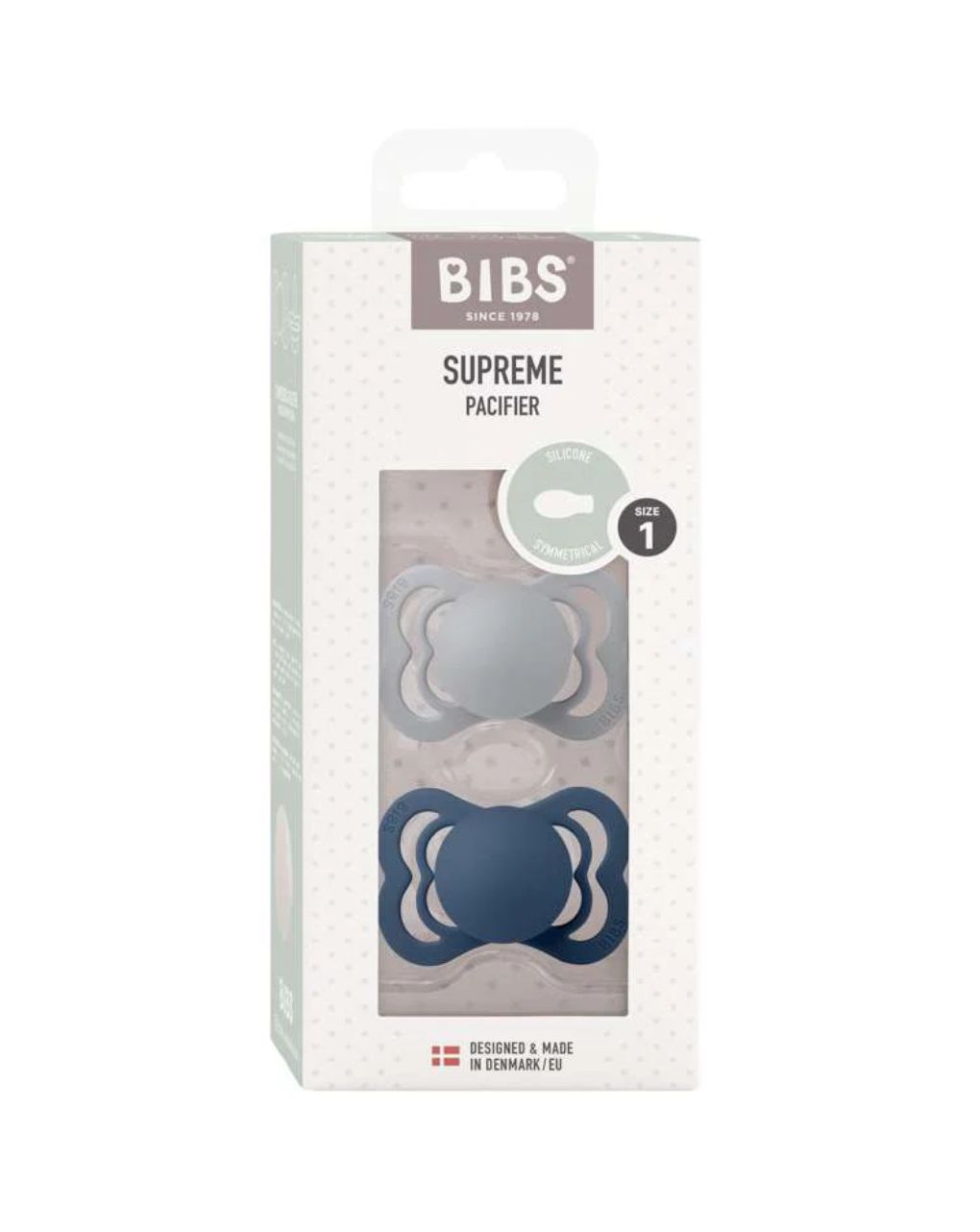 Bibs supreme πιπίλες σιλικόνης 2τμχ 0-6m cloud/steelblue - BIBS