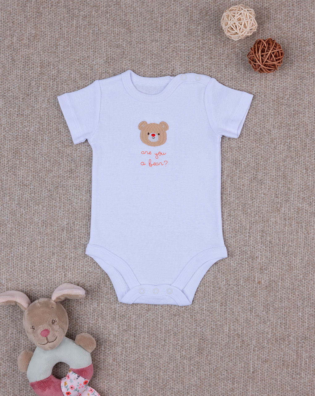 βρεφικό κορμάκι λευκό bear unisex - Prénatal