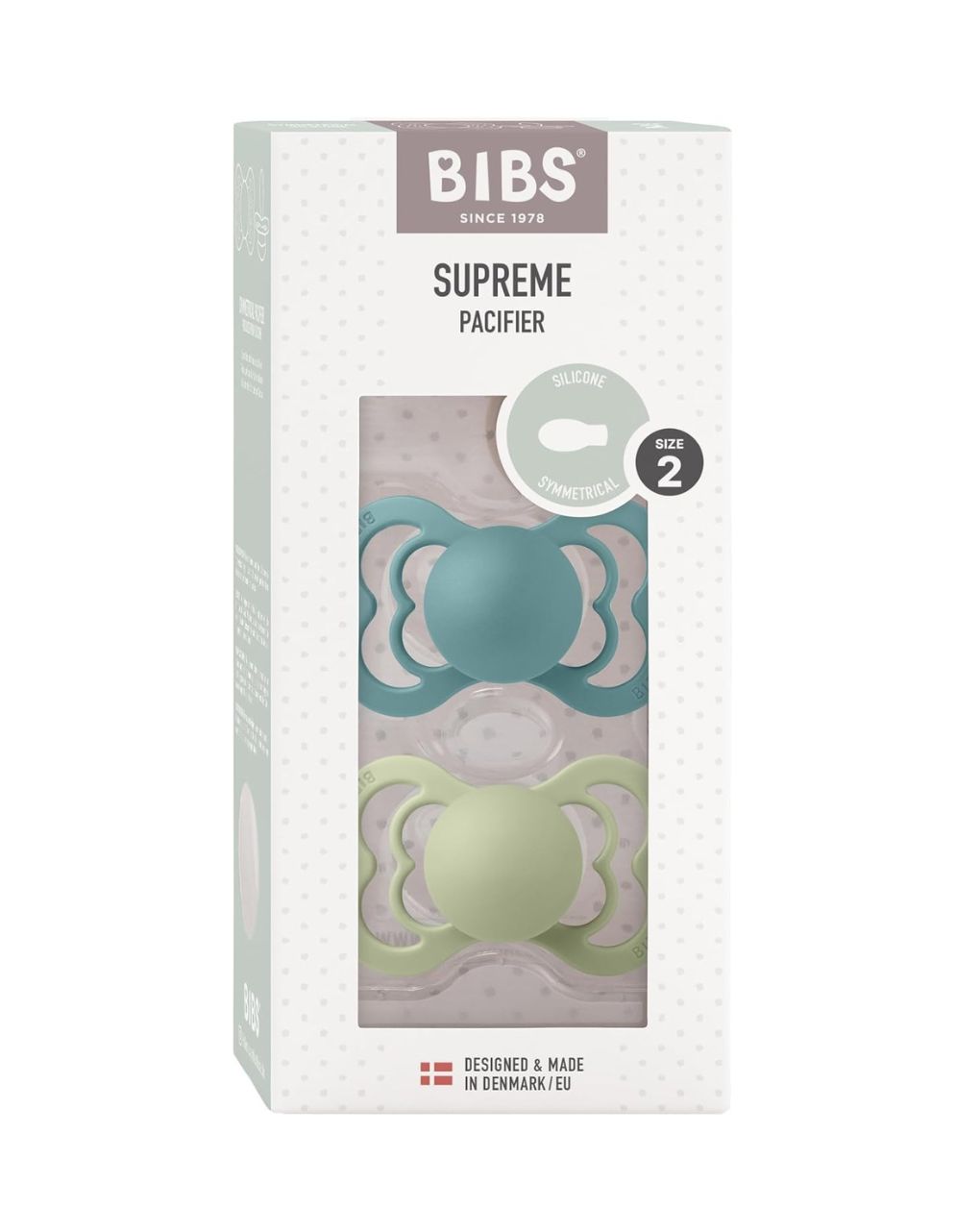 Bibs supreme πιπίλες σιλικόνης 2τμχ 6m+ islandsea/sage - BIBS