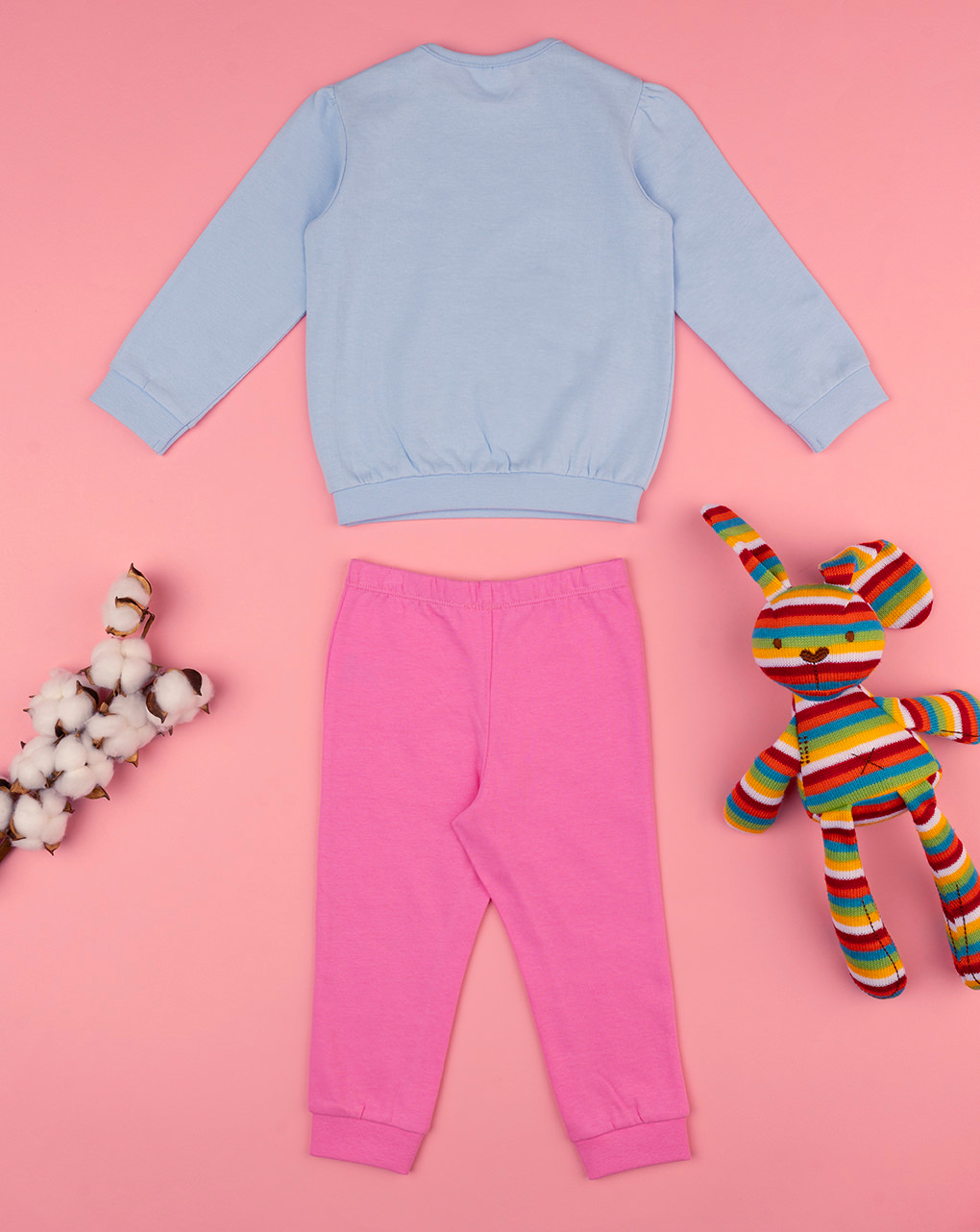 βρεφική πιτζάμα γαλάζια/φούξια με γατάκια για κορίτσι - Prénatal