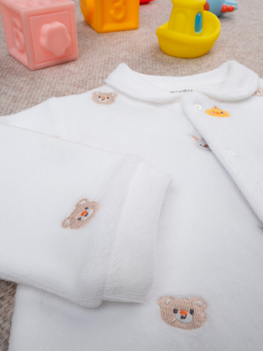 βρεφικό φορμάκι σενίλ λευκό baby smile unisex - Prénatal