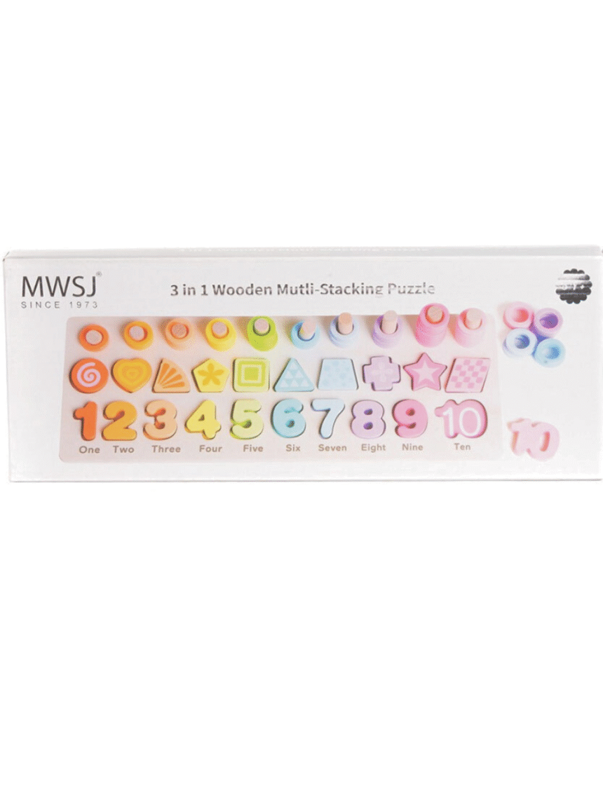 3 in 1 wooden multi-stacking puzzle 3+ - iwood