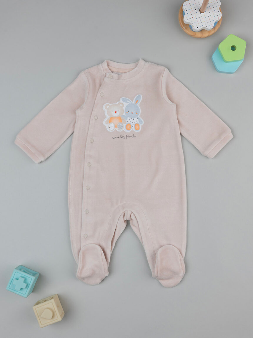 βρεφικό φορμάκι σενίλ μπεζ baby smile unisex - Prénatal