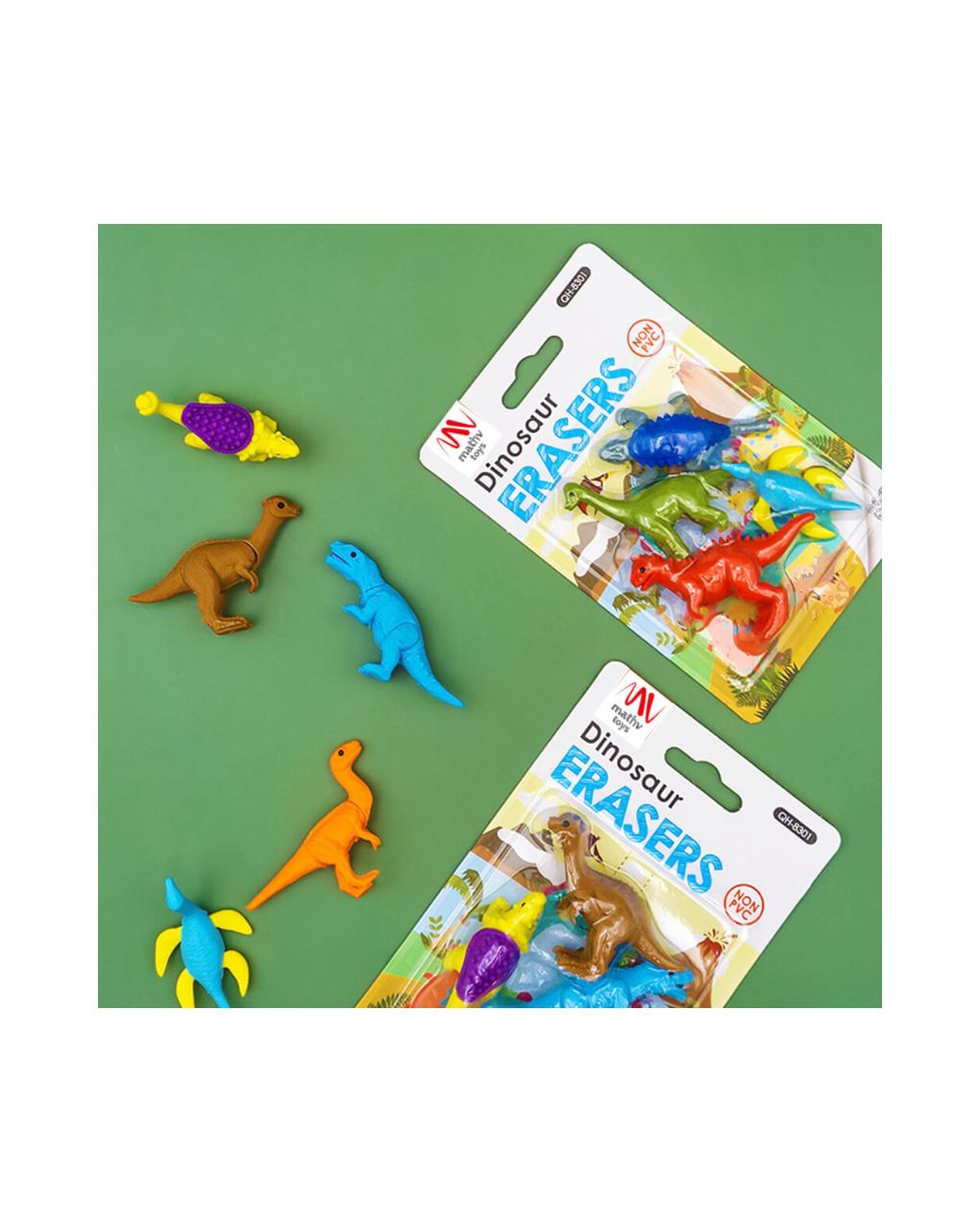 Fancy eraser set: dinosaurs σε 2 σχέδια - LITTLE TREE