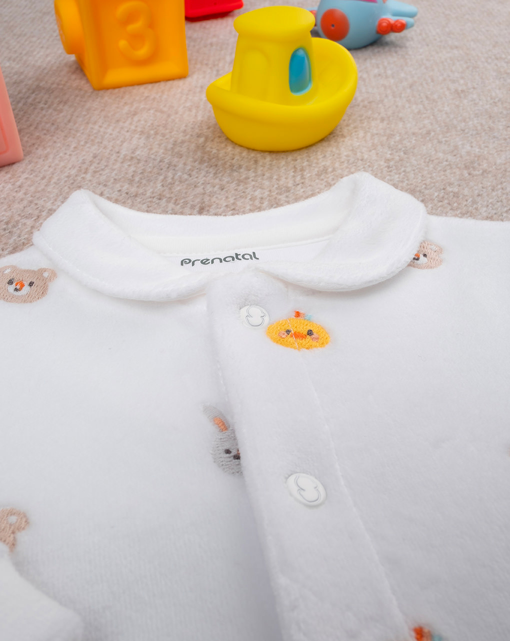 βρεφικό φορμάκι σενίλ λευκό baby smile unisex - Prénatal