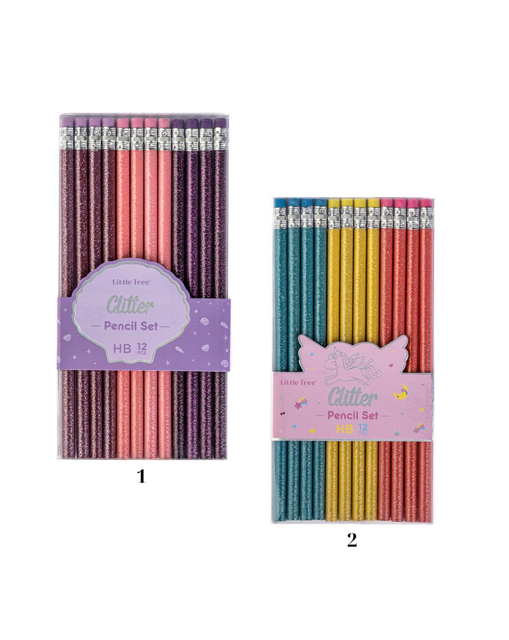 Dreamy glitter set 12 μολύβια hbl (2 σχέδια), lt111229 - LITTLE TREE
