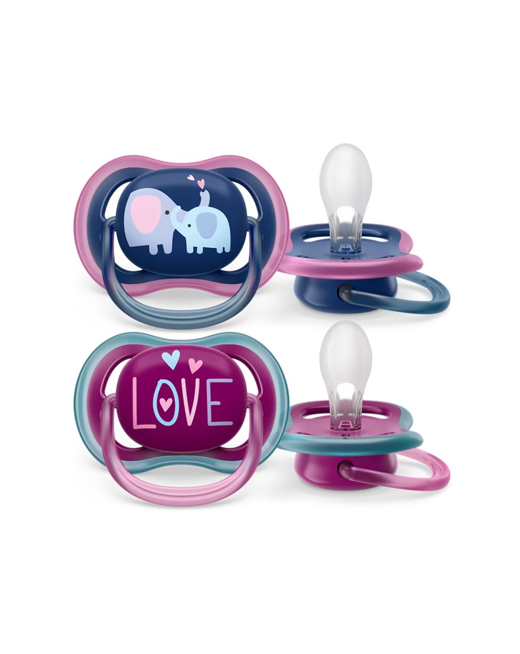 Philips avent πιπίλα ultra air 2τμχ elephants love 18m+, scf349/22