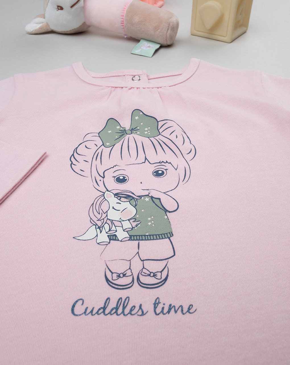 βρεφική μπλούζα ροζ cuddles time για κορίτσι - Prénatal