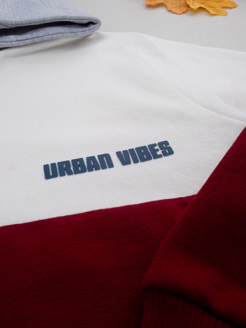 παιδική μπλούζα φούτερ λευκή/μπορντώ urban vibes για αγόρι - Prénatal
