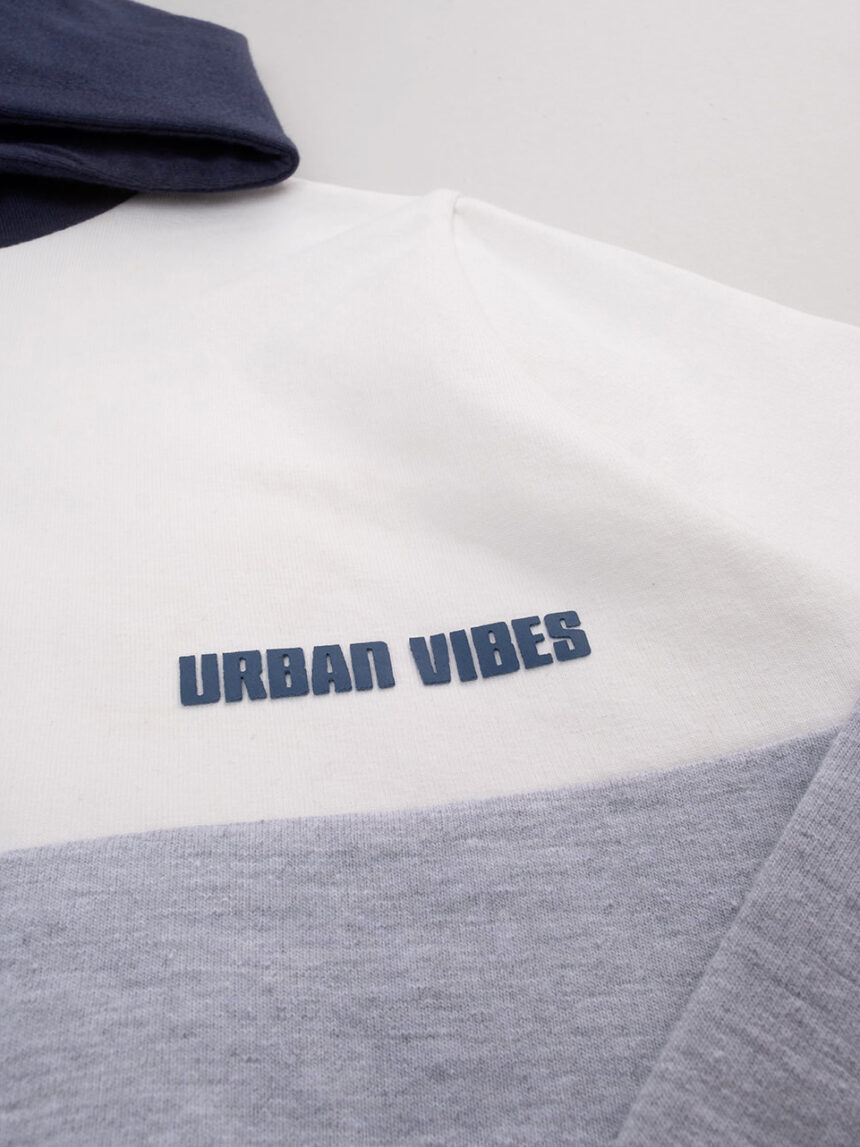 παιδική μπλούζα φούτερ λευκή/γκρι urban vibes για αγόρι - Prénatal
