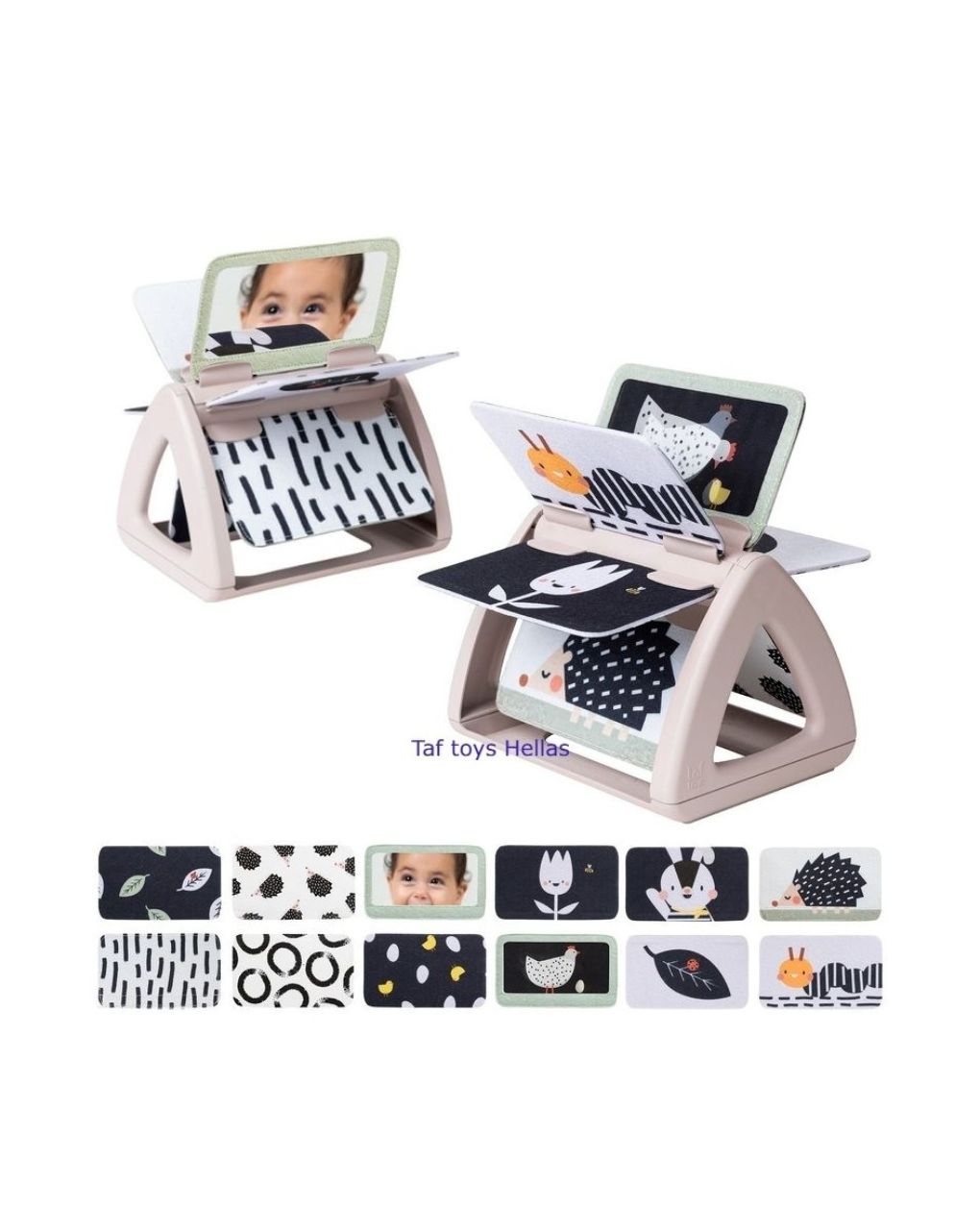 Taf toys βιβλίο δραστηριοτήτων black & white spinning book, t-13385 - Taf-toys