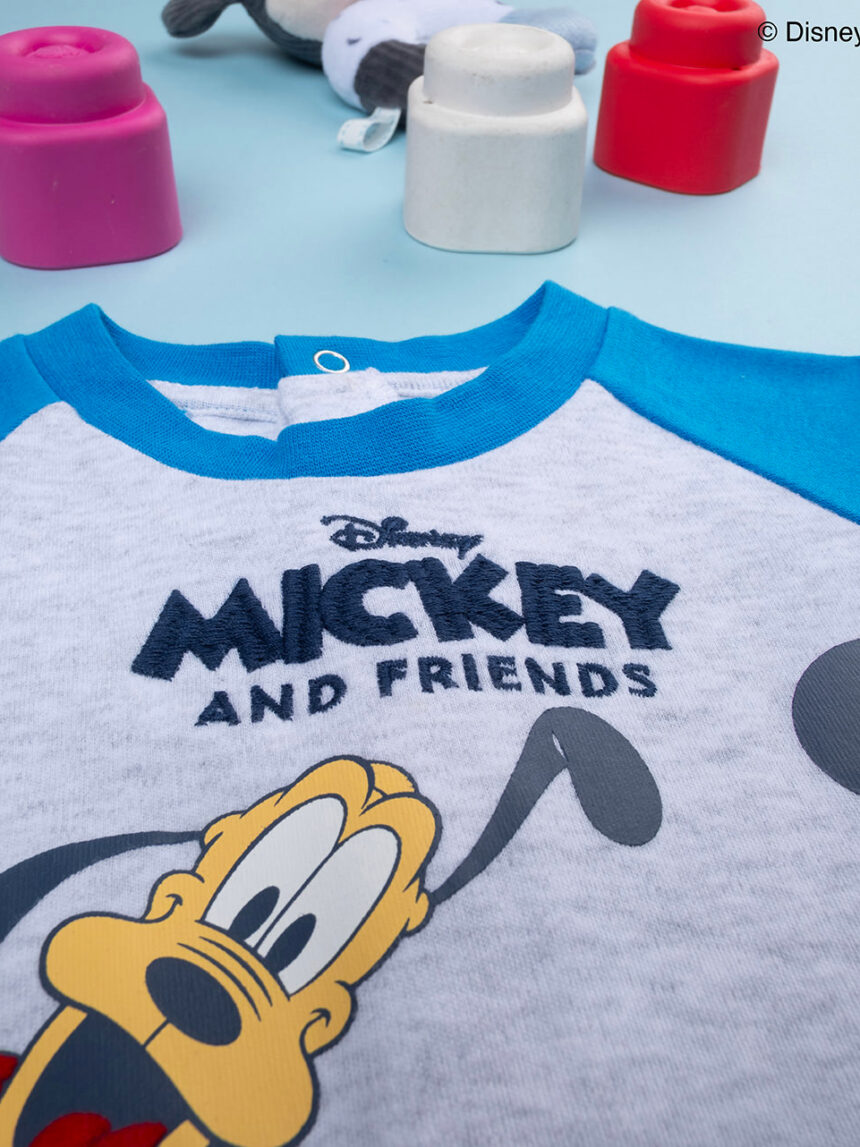 βρεφική ολόσωμη πιτζάμα γκρι mickey για αγόρι - Prénatal