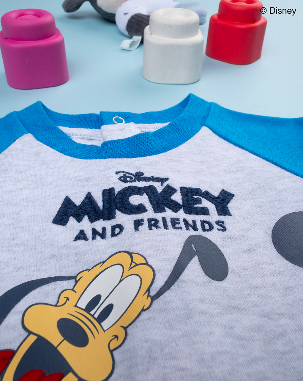 βρεφική ολόσωμη πιτζάμα γκρι mickey για αγόρι - Prénatal