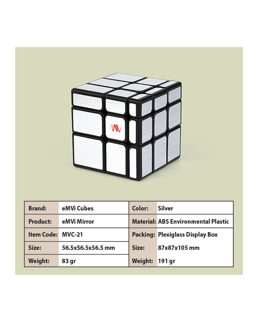 Emvi cube 3 mirror in display box, mvc-21 - EMVI CUBES