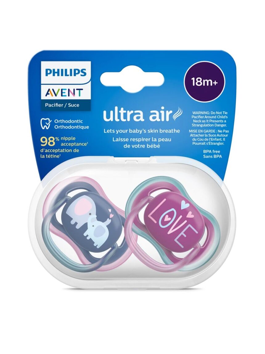 Philips avent πιπίλα ultra air 2τμχ elephants love 18m+, scf349/22 - Philips Avent