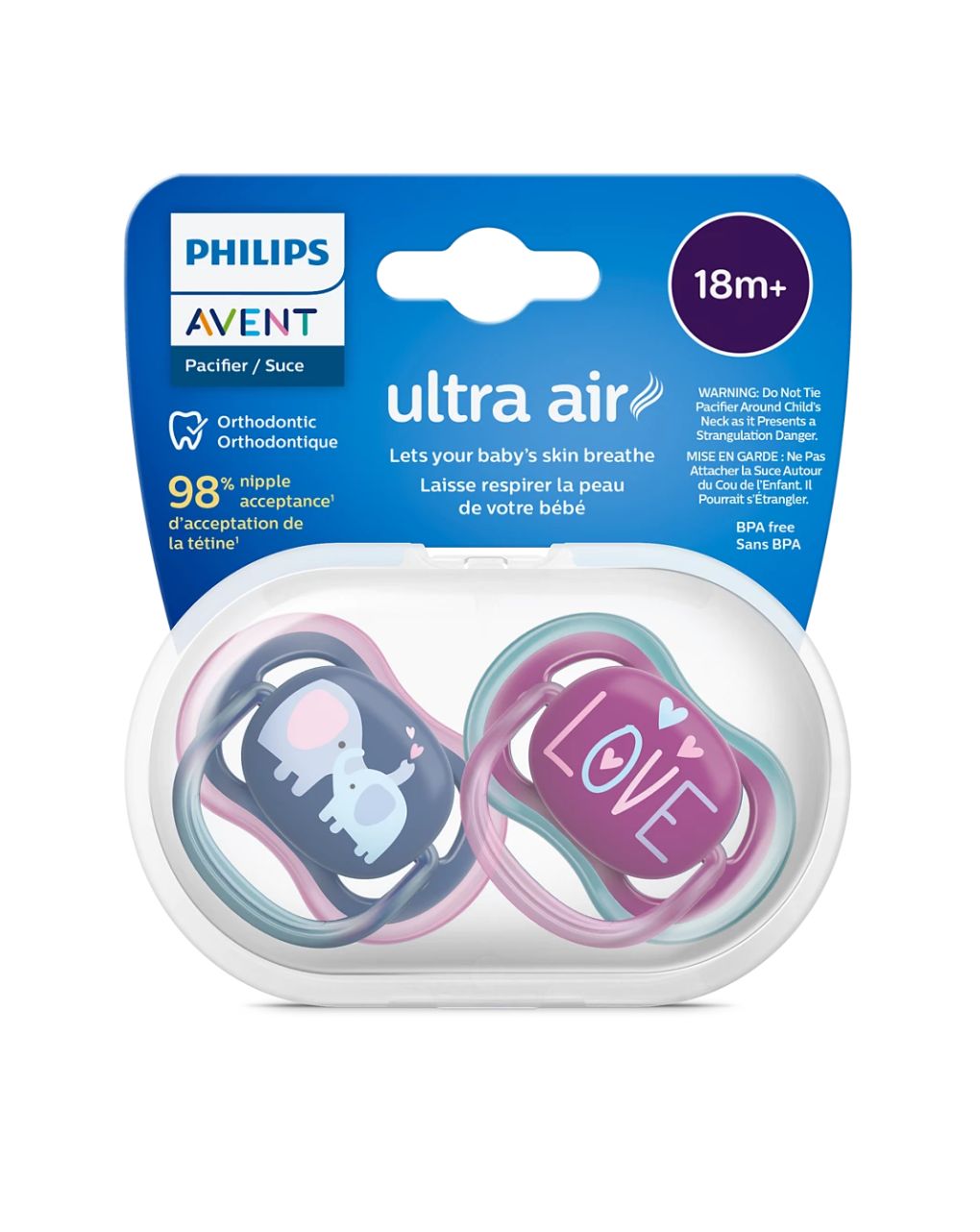 Philips avent πιπίλα ultra air 2τμχ elephants love 18m+, scf349/22 - Philips Avent