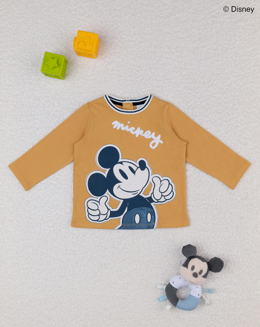 βρεφική μπλούζα μουσταρδί mickey για αγόρι