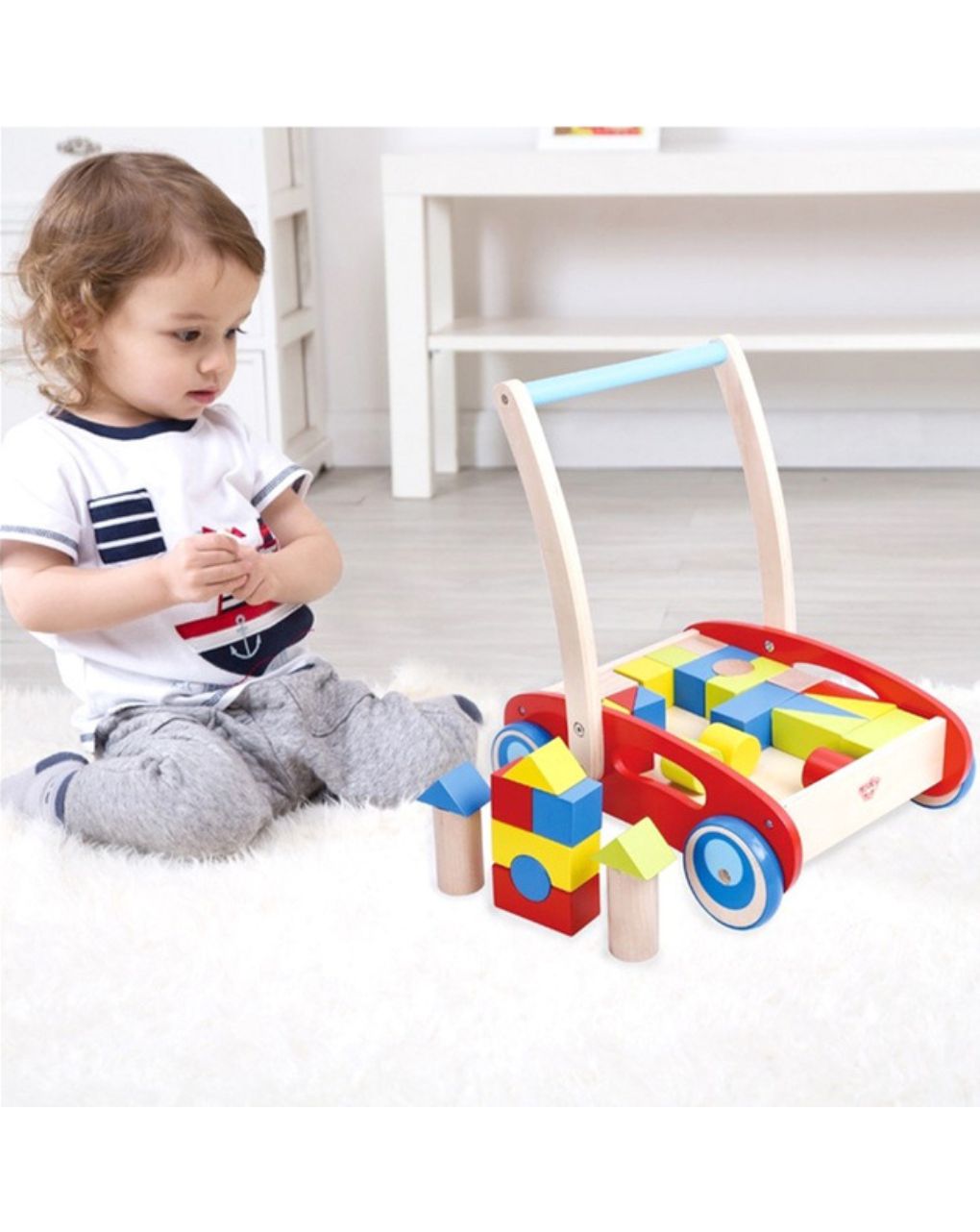 Tooky toy ξύλινη περπατούρα με τουβλάκια tkc281 - TOOKY TOY