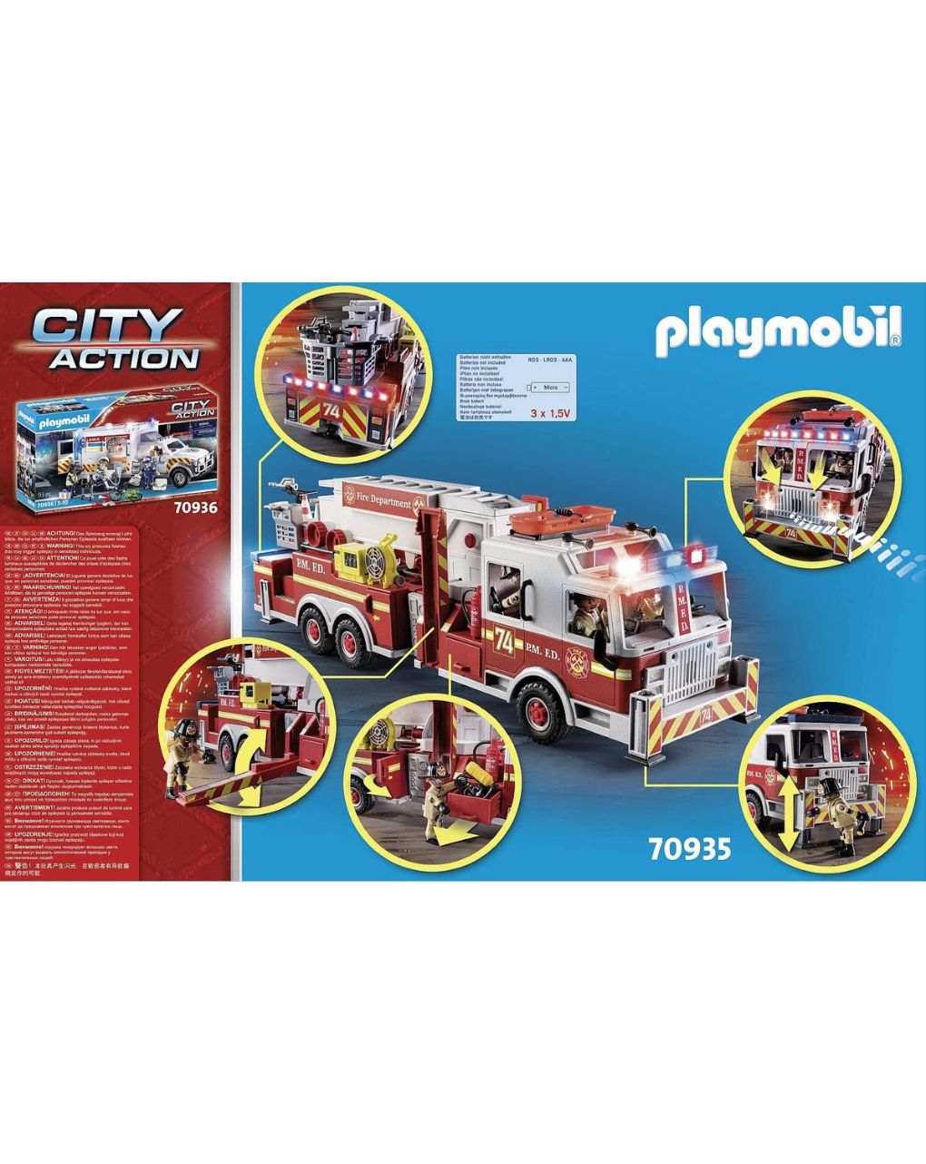 Playmobil city action us tower ladder: πυροσβεστικό όχημα 70935 - PLAYMOBIL : US RESCUE