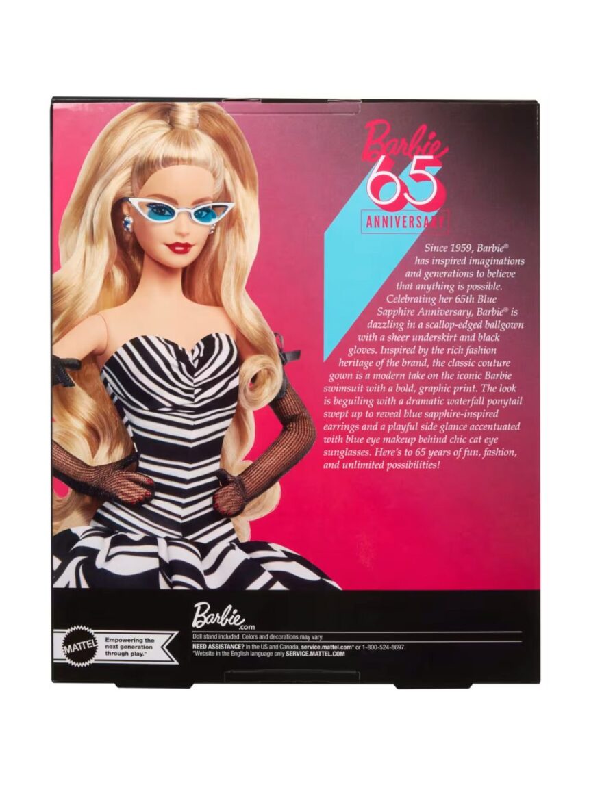 Mattel κούκλα barbie 65 χρόνια-ασπρόμαυρο φόρεμα hrm58 - BARBIE