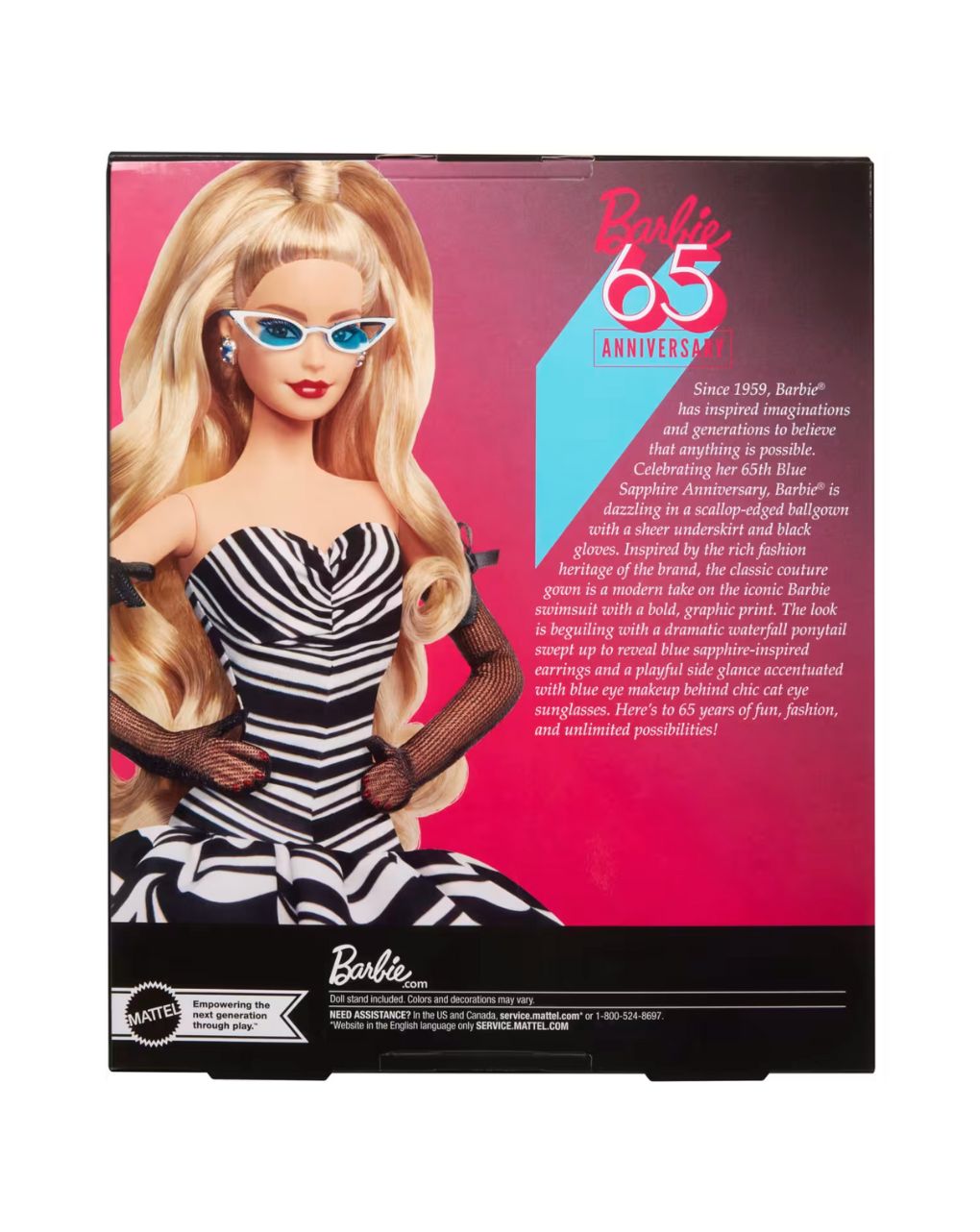 Mattel κούκλα barbie 65 χρόνια-ασπρόμαυρο φόρεμα hrm58 - BARBIE