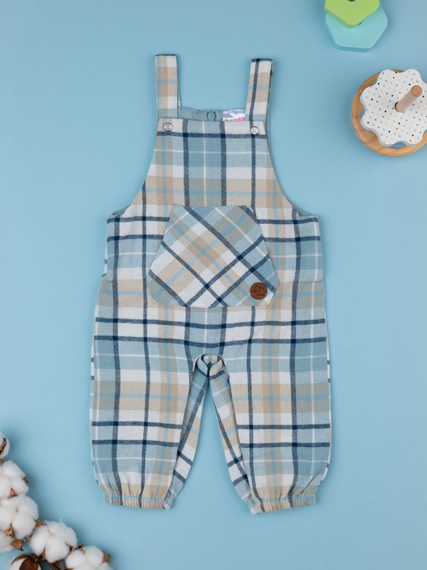 βρεφική σαλοπέτα καρό μπλε/μπεζ για αγόρι - Prénatal