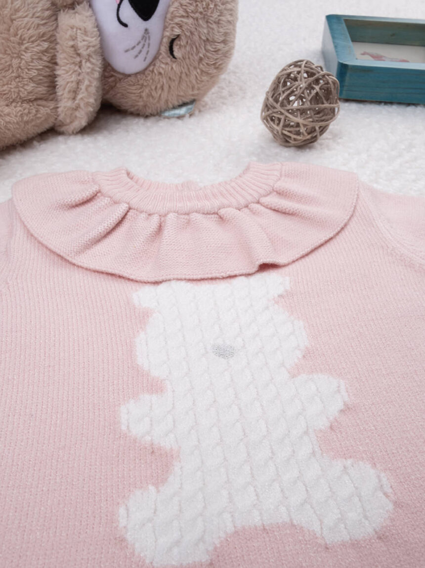 βρεφικό φορμάκι πλεκτό ροζ με αρκουδάκι για κορίτσι - Prénatal