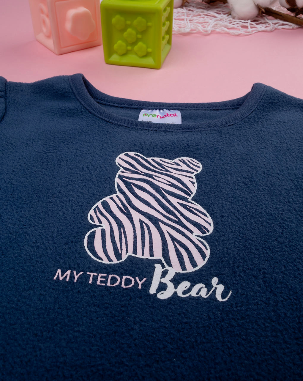 παιδική πιτζάμα fleece μπλε/ροζ teddy bear για κορίτσι - Prénatal