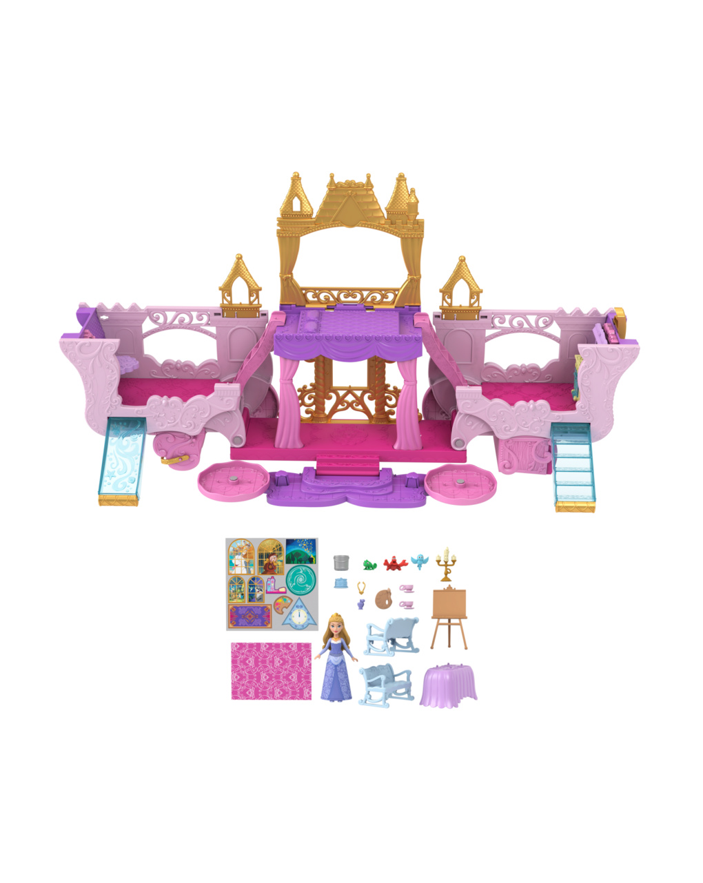 Mattel disney princess mini κούκλες-άμαξα/καστράκι 2 σε 1 hwx17 - Disney Princess, PRINCIPESSE DISNEY