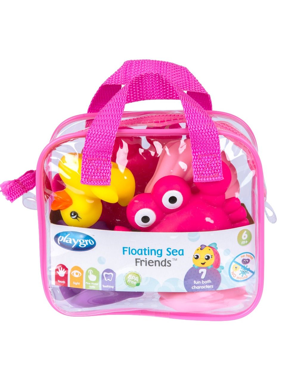 Playgro σετ παιχνίδια μπάνιου sea friends 7τμχ ροζ