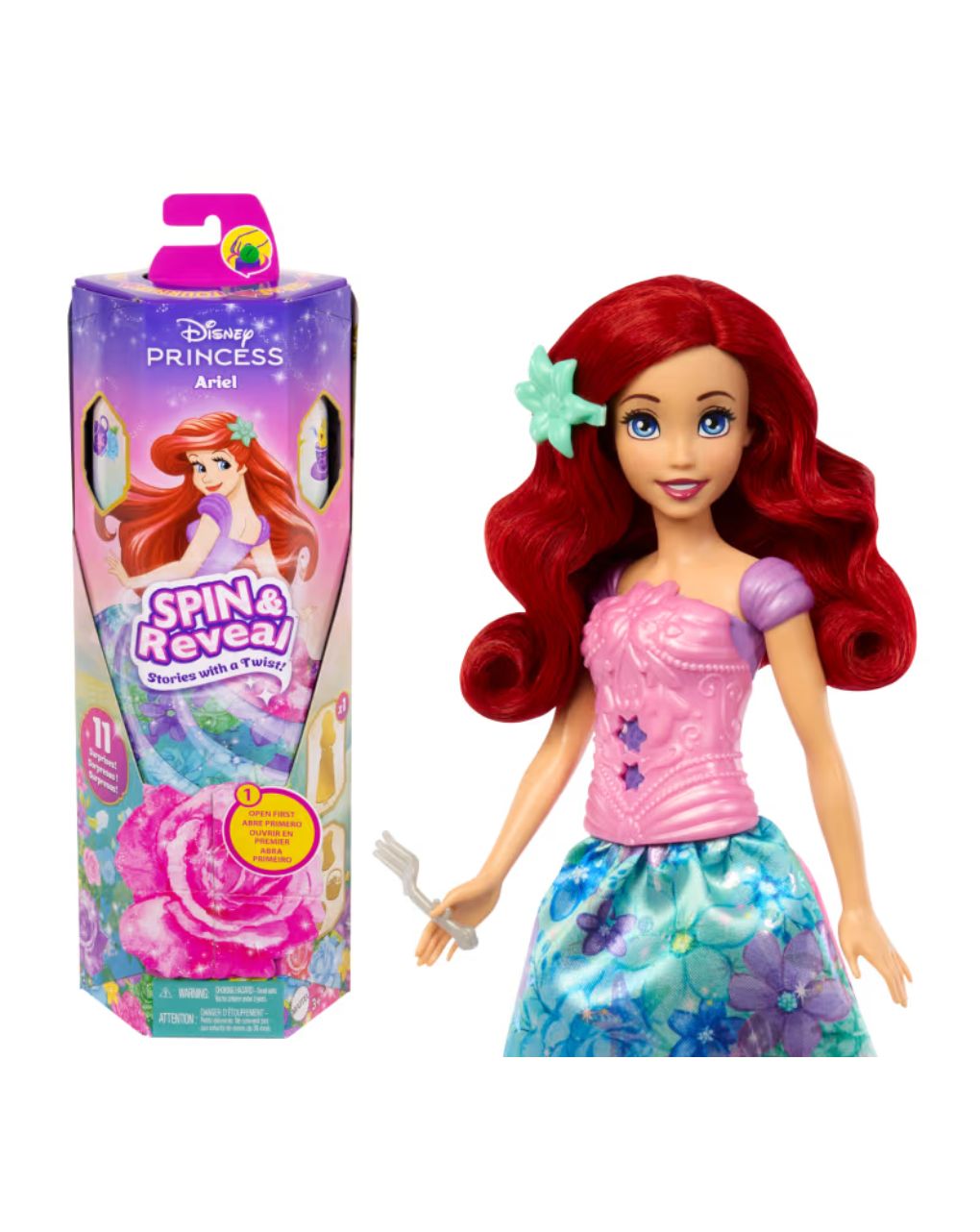 Mattel disney princess spin and reveal κούκλα με 11 εκπλήξεις (2 σχέδια) htv84 - Disney Princess