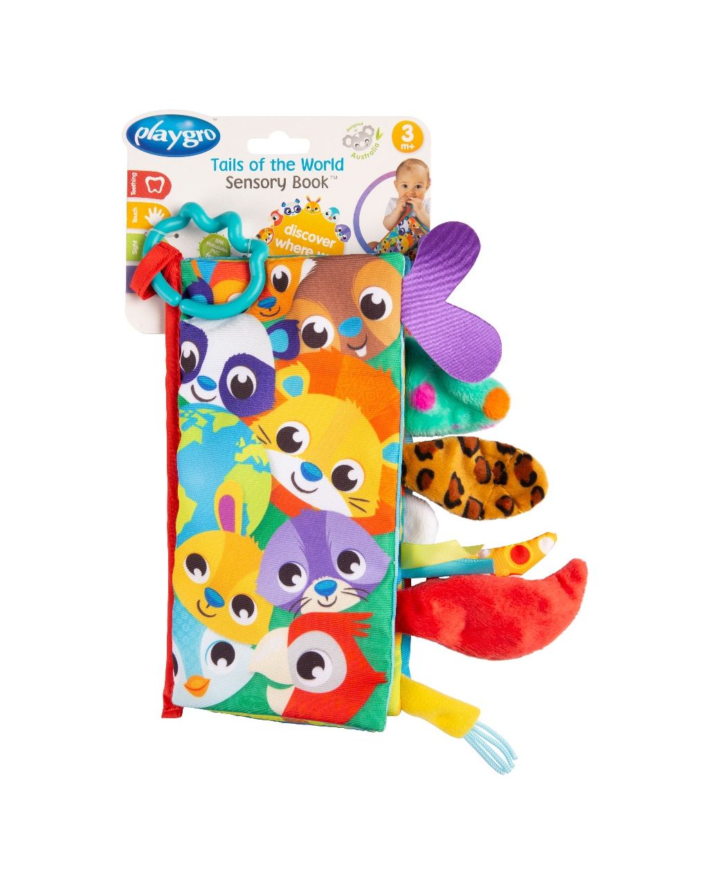 Playgro tails of the world sensory book βιβλίο αφής 3m+