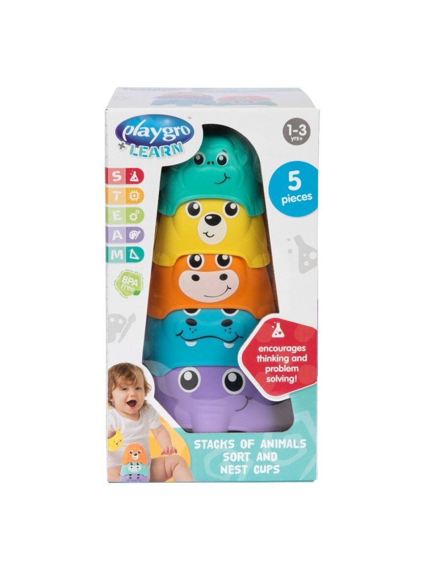 Playgro playgro παιχνίδι στοίβαξης learn stacks of animals sort and nest cups - Playgro