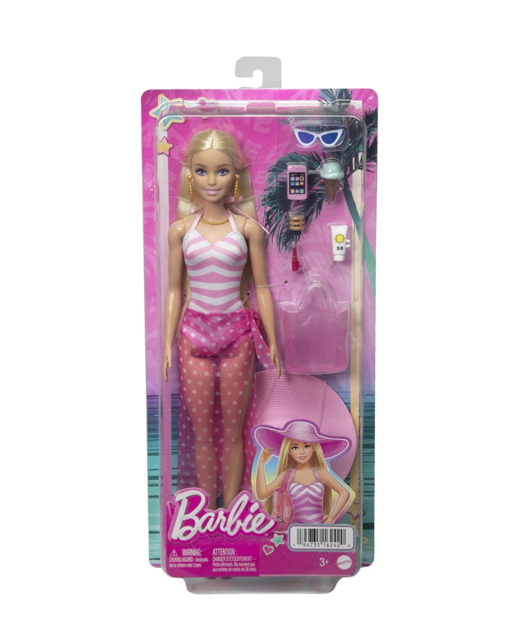 Mattel barbie beach glam με αξεσουάρ hpl73