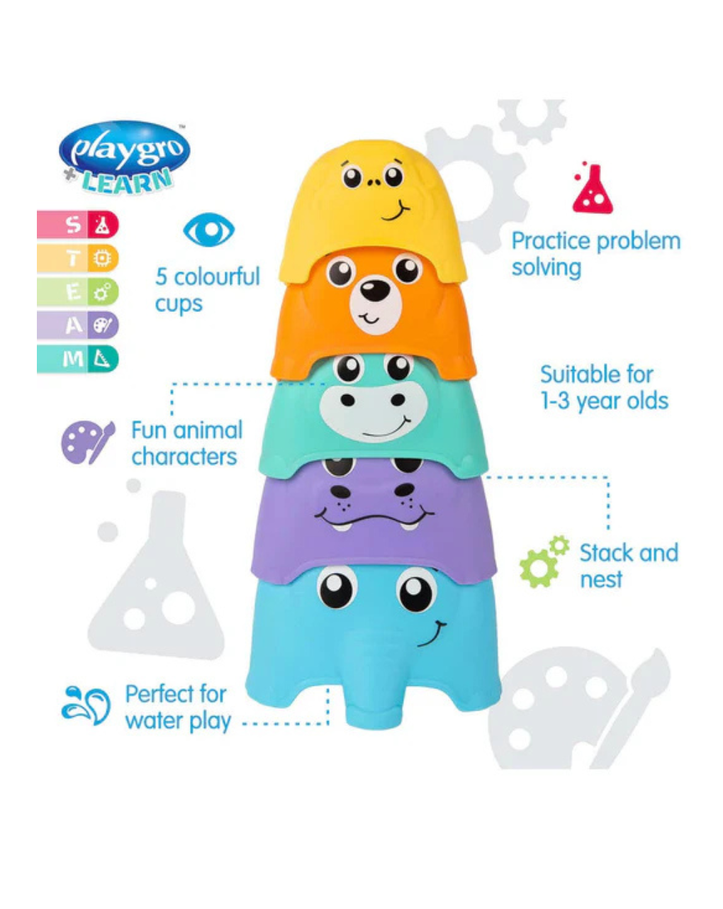 Playgro playgro παιχνίδι στοίβαξης learn stacks of animals sort and nest cups - Playgro