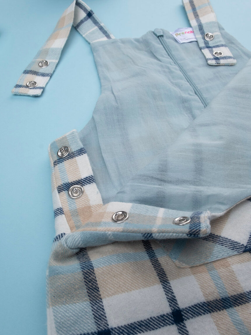 βρεφική σαλοπέτα καρό μπλε/μπεζ για αγόρι - Prénatal