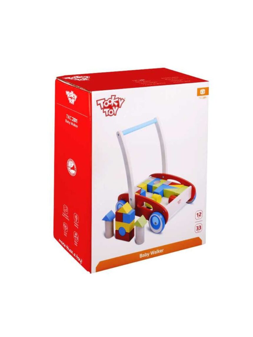 Tooky toy ξύλινη περπατούρα με τουβλάκια tkc281 - TOOKY TOY