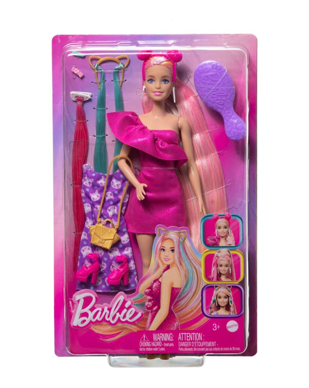 Mattel barbie κούκλα πολύχρωμα μαλλιά jdc85