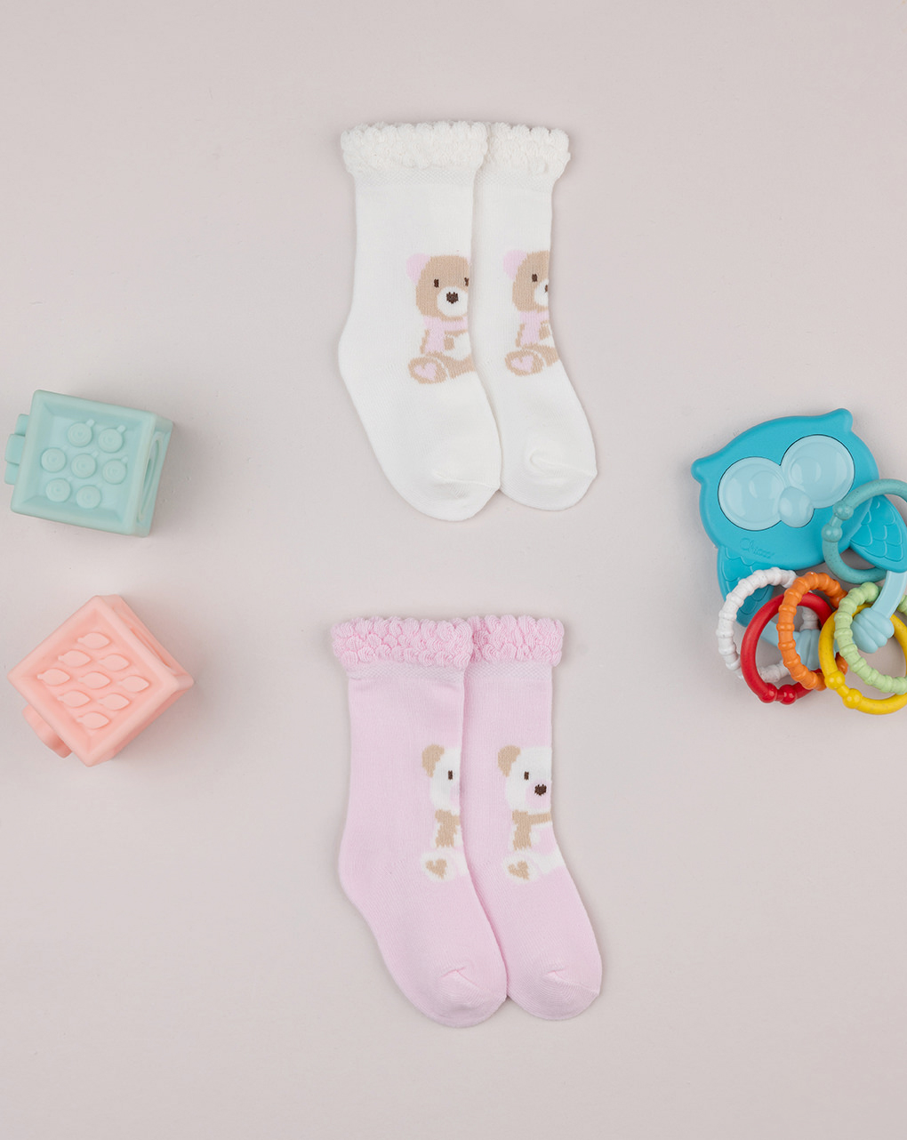 βρεφικά καλτσάκια teddies πακέτο x2 για κορίτσι - Prénatal