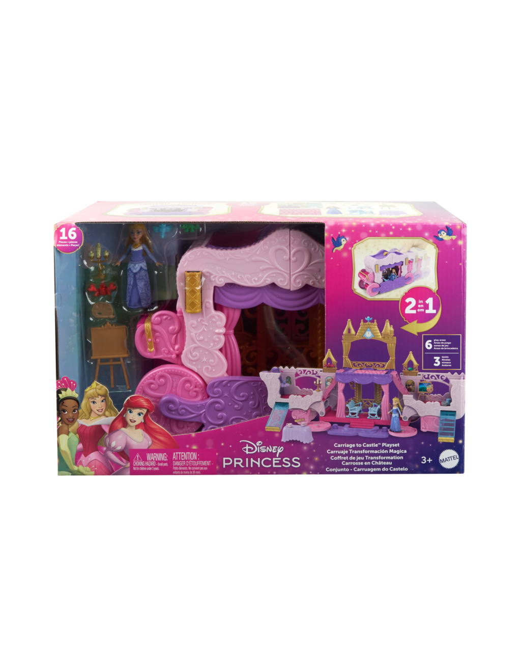 Mattel disney princess mini κούκλες-άμαξα/καστράκι 2 σε 1 hwx17