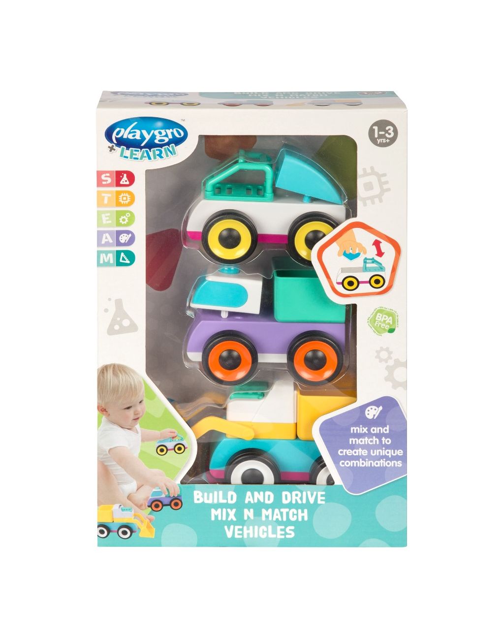 Playgro + learn οχήματα mix n max 3τμχ - Playgro