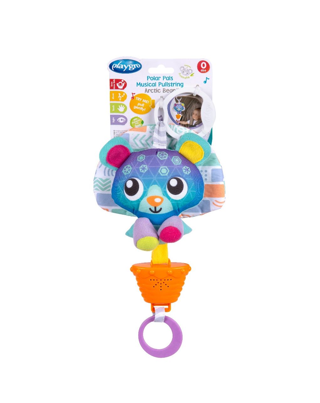 Playgro κρεμαστό μουσικό αρκουδάκι polar pals musical pullstring bear