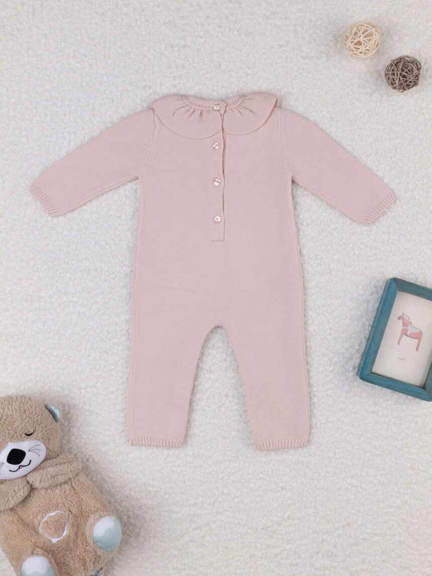 βρεφικό φορμάκι πλεκτό ροζ με αρκουδάκι για κορίτσι - Prénatal