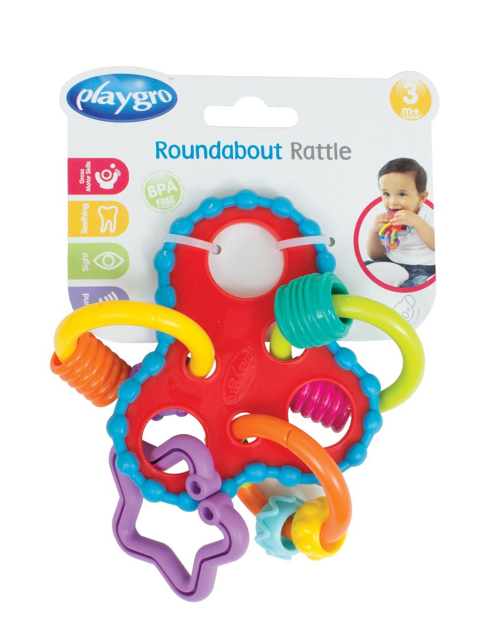 Playgro roundabout rattle μασητικό κουδουνίστρα με κρίκους 3m+ 4083818 - PLG