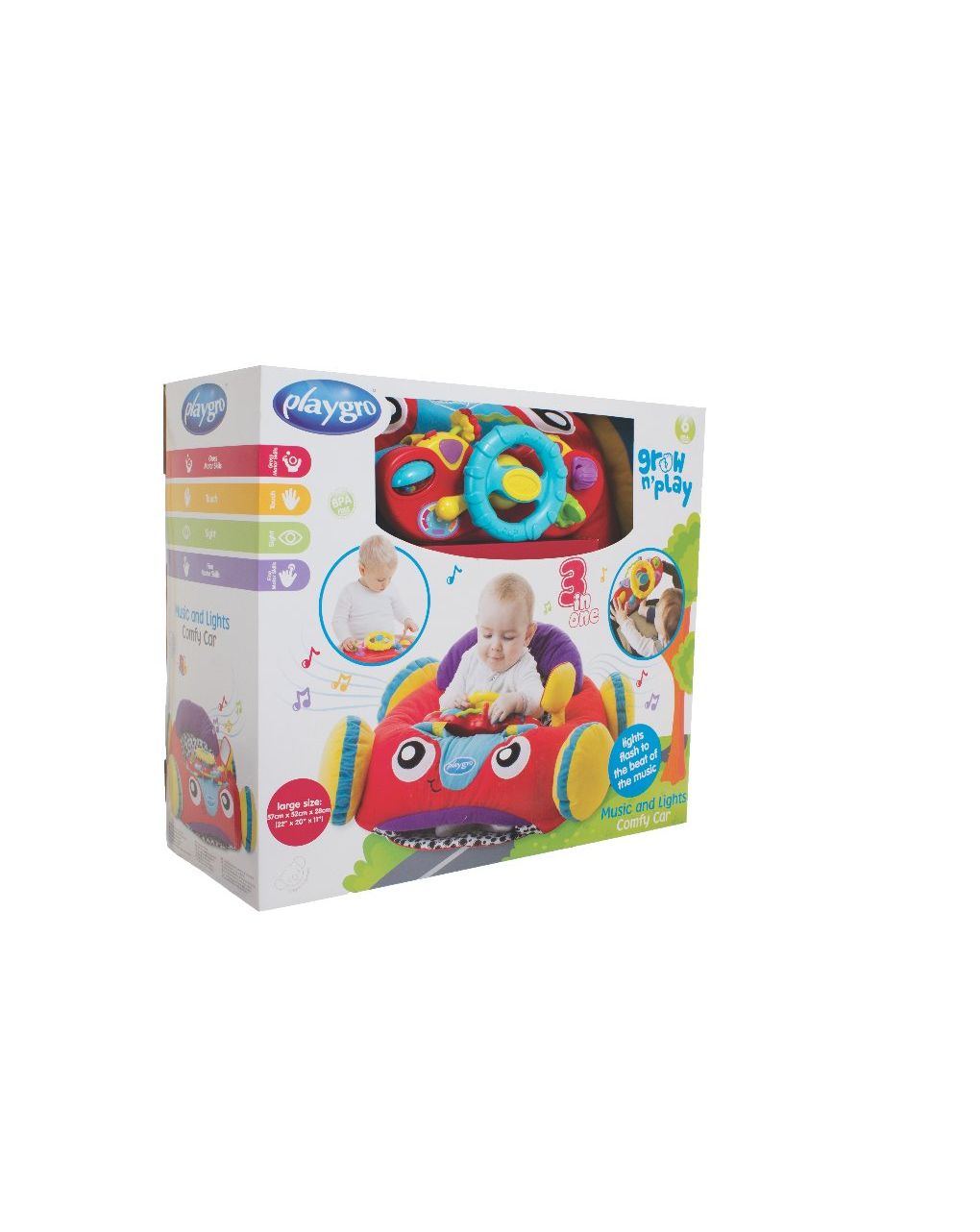 Playgro music and lights comfy car μαλακό αυτοκινητάκι 0186362 - Playgro