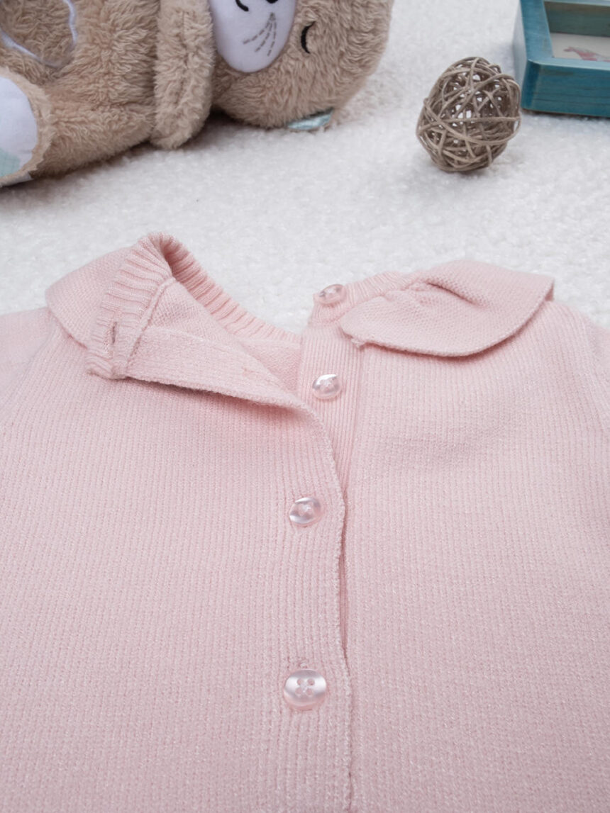 βρεφικό φορμάκι πλεκτό ροζ με αρκουδάκι για κορίτσι - Prénatal