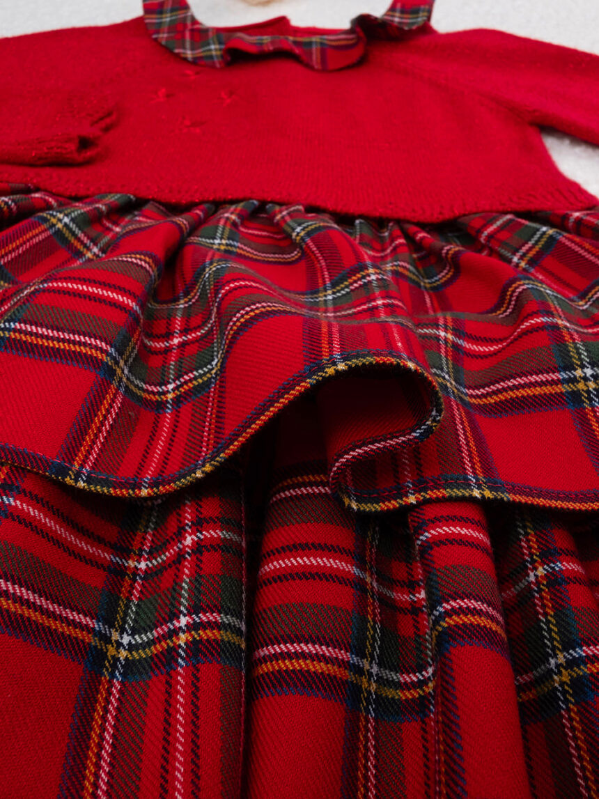 παιδικό φόρεμα κόκκινο tartan classic για κορίτσι - Prénatal