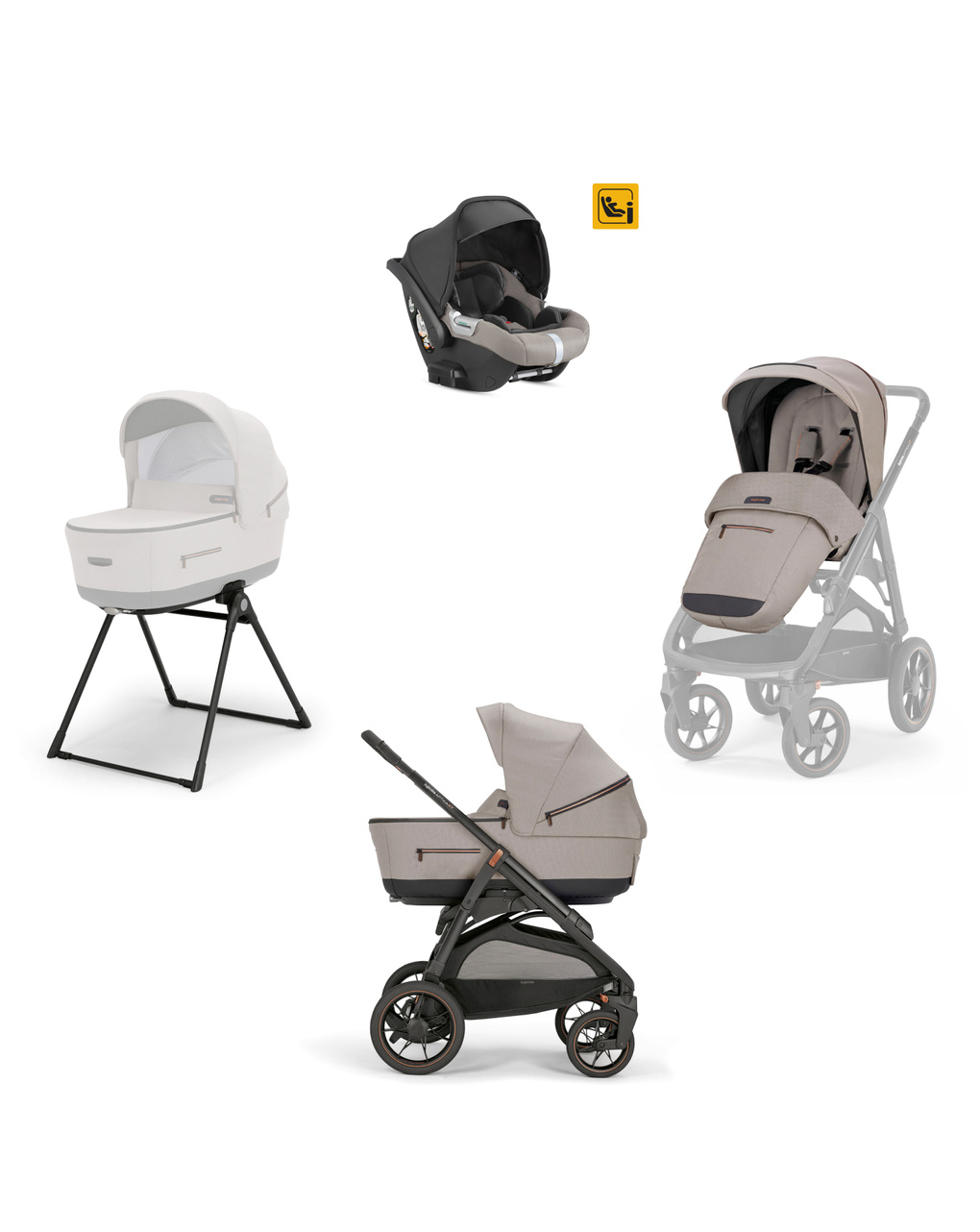 Inglesina σύστημα μεταφοράς 4 σε 1 aptica xt system quattro darwin tundra beige/total black - Inglesina