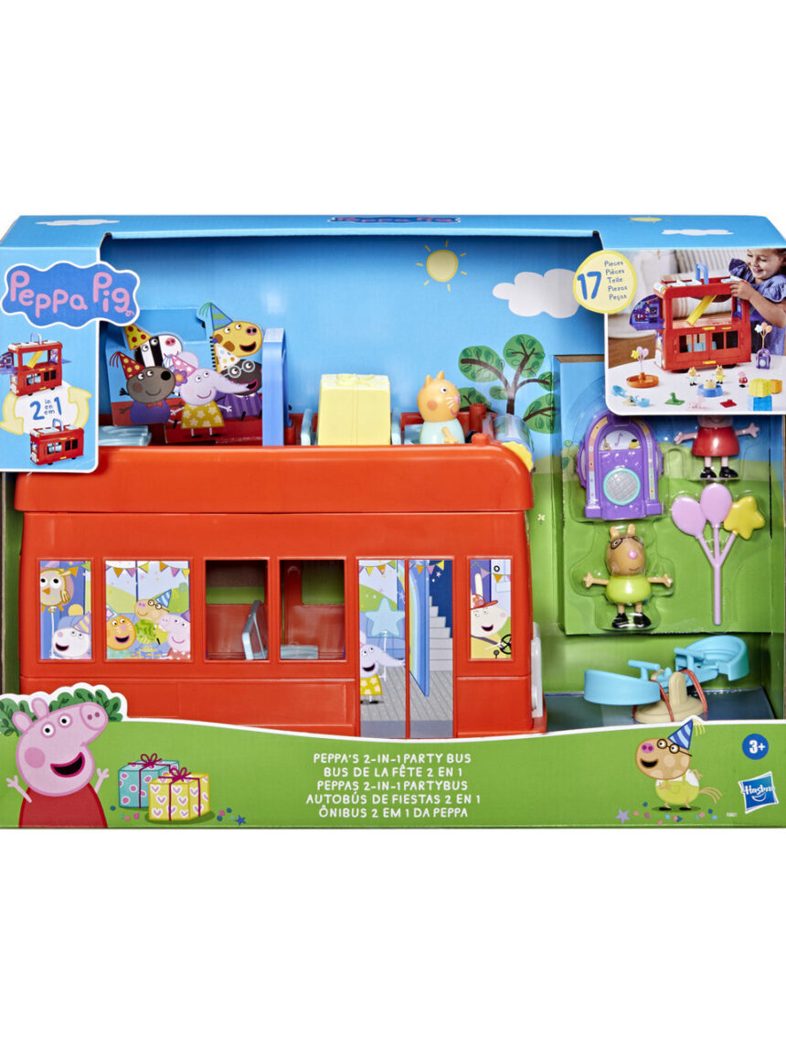 Hasbro peppa pig toys παιχνίδια 2 σε 1 peppa’s party bus f8881 - Peppa Pig