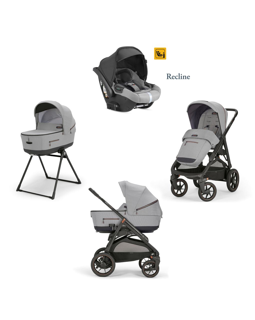 Inglesina σύστημα μεταφοράς 4 σε 1 aptica xt system quattro με κάθισμα darwin recline horizon grey